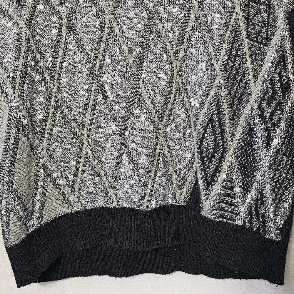 Pine State Sweater Mens Size Large Black Geometric Knit Grandpa Pullover Vintage